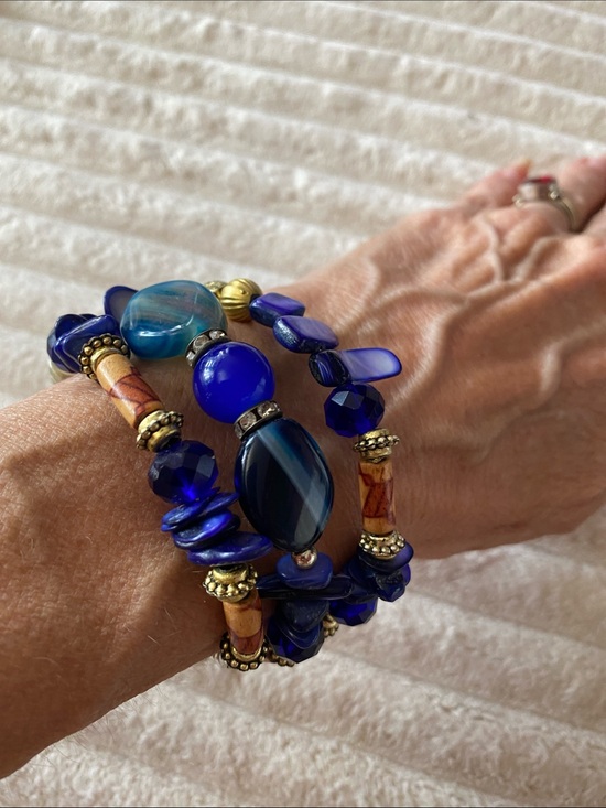 Jewelry - Blue Beaded Wrap Bracelet - Unbranded